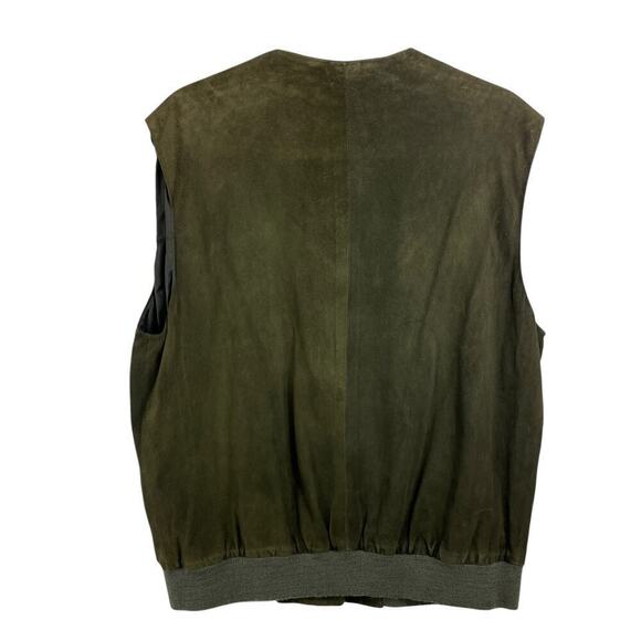 Ralph Lauren Purple Label Button Front 100% Suede Leather Vest Olive Green Sz 12 - Picture 11 of 11